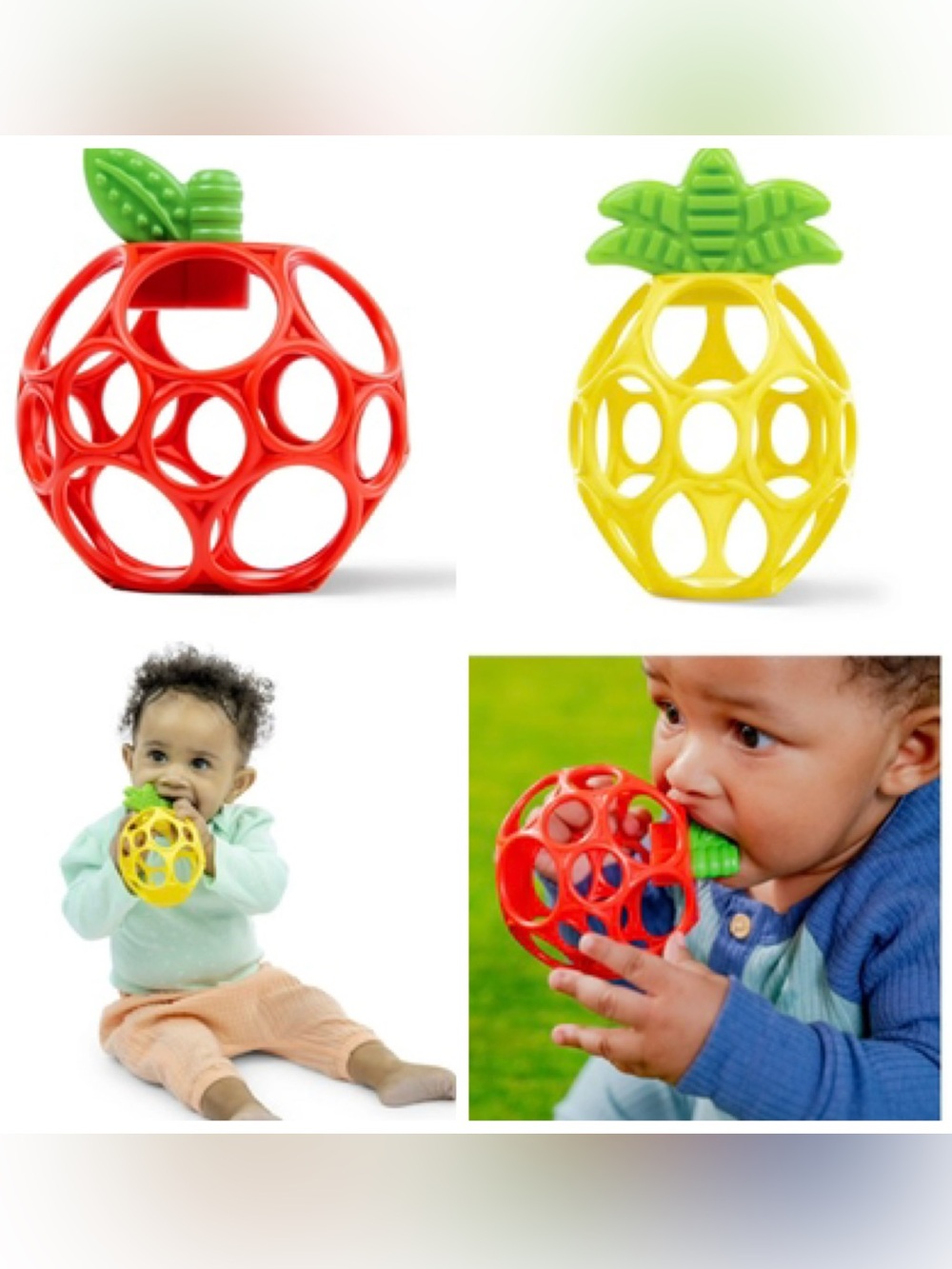 Bright Starts Oball Hold My Own Apple & Pineapple Teether Toys for Newborn